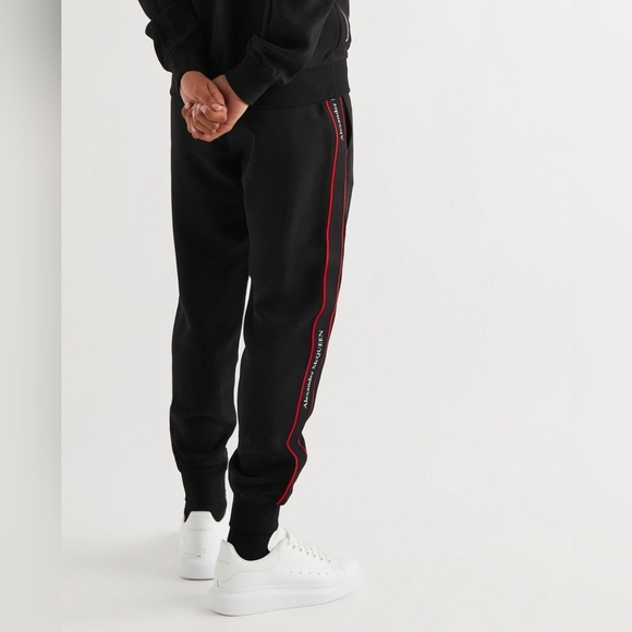 ❌️SOLD❌️ Alexander McQueen 28 30 32 M 48 Black Red Taped Joggers Sweatpants IT - Picture 1 of 10